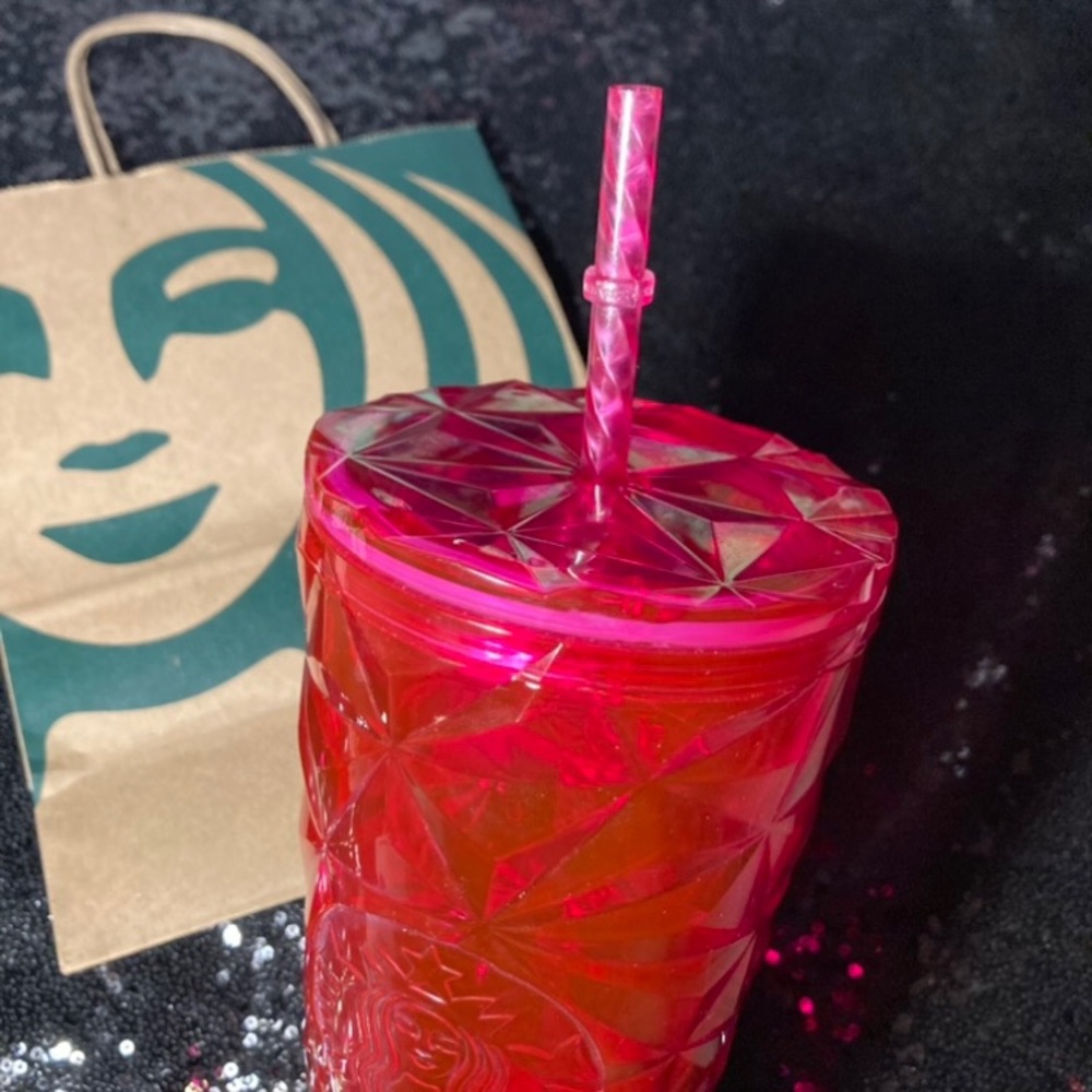 Starbucks Venti Tumbler Fuchsia Flower Pink Prism 24oz Cold Cup Summer 2024 NWT - Picture 14 of 17
